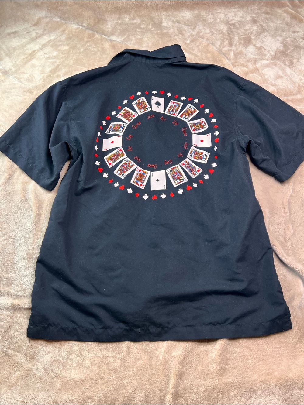 BAR-FLY Black Poker Cards Graphic Short Sleeve Button-Up Collared Shirt - Sz S